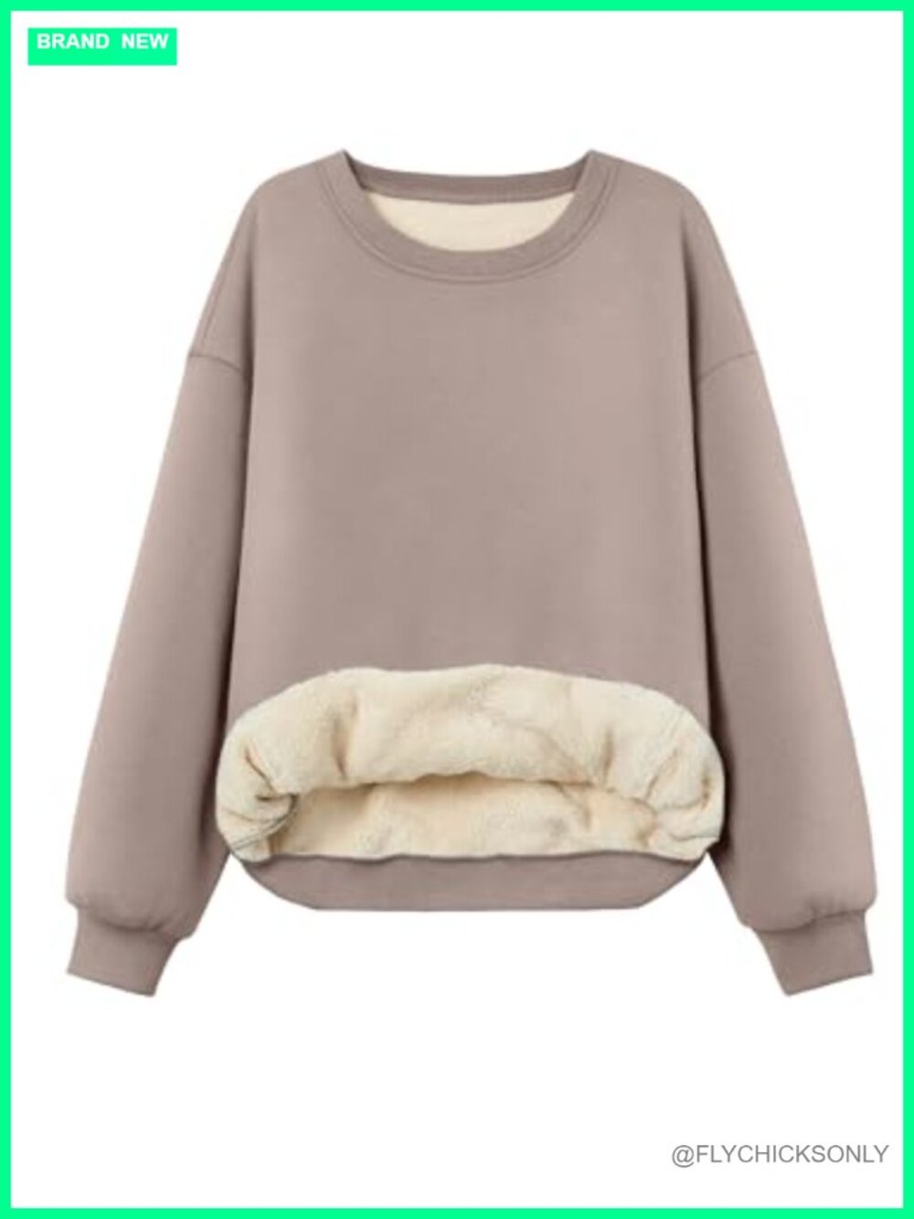 Fleece Sherpa Lined Crewneck Pullover Sweatshirt Winter Women